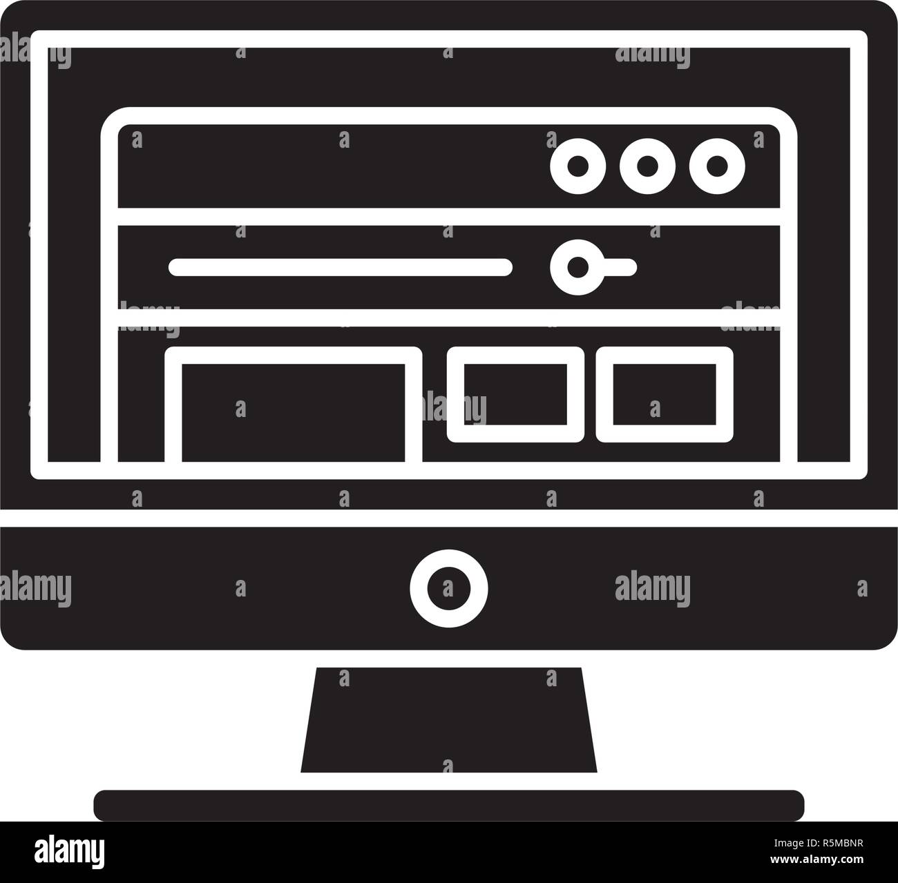 Software icona nera, segno del vettore su sfondo isolato. Il concetto di Software symbol, illustrazione Illustrazione Vettoriale