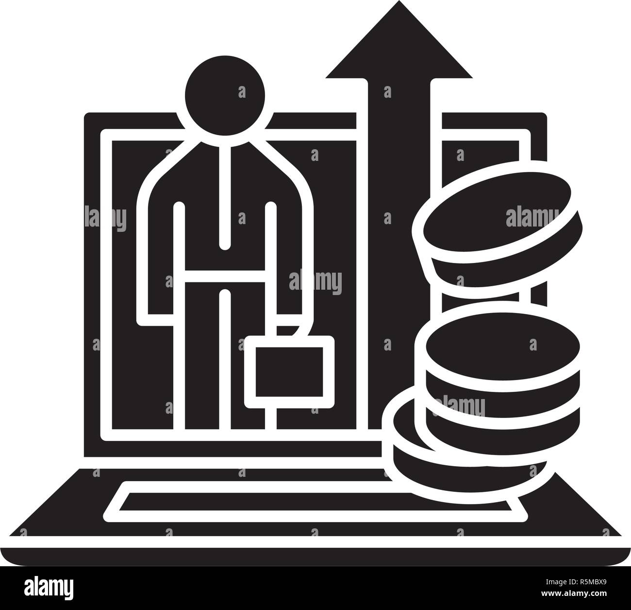 Marketing interno icona nera, segno del vettore su sfondo isolato. Marketing interno concetto simbolo, illustrazione Illustrazione Vettoriale