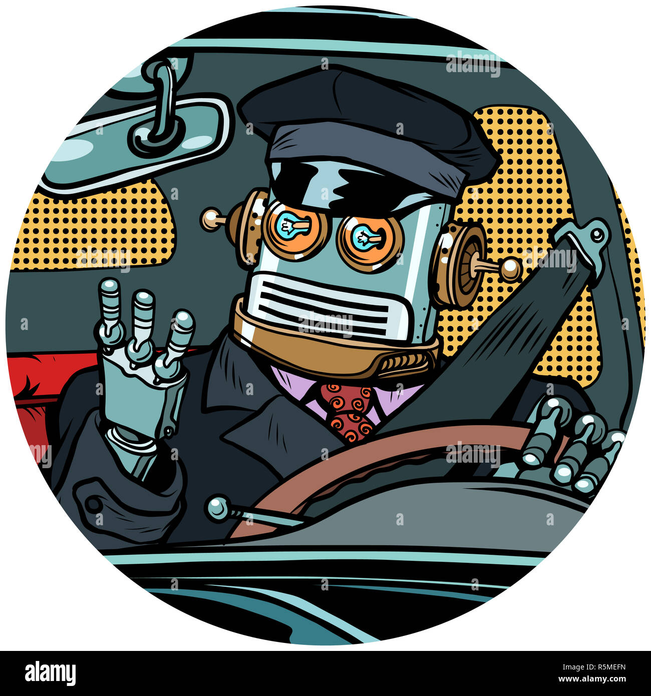 Robot driver drone pop art avatar icona carattere Foto Stock