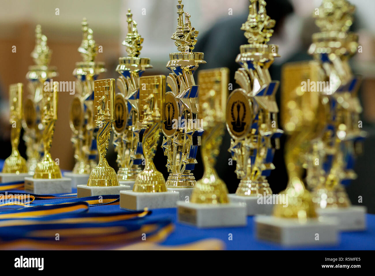 Gold Cup vincitore. Scacchi.. Emozioni dopo il gioco degli scacchi Foto Stock