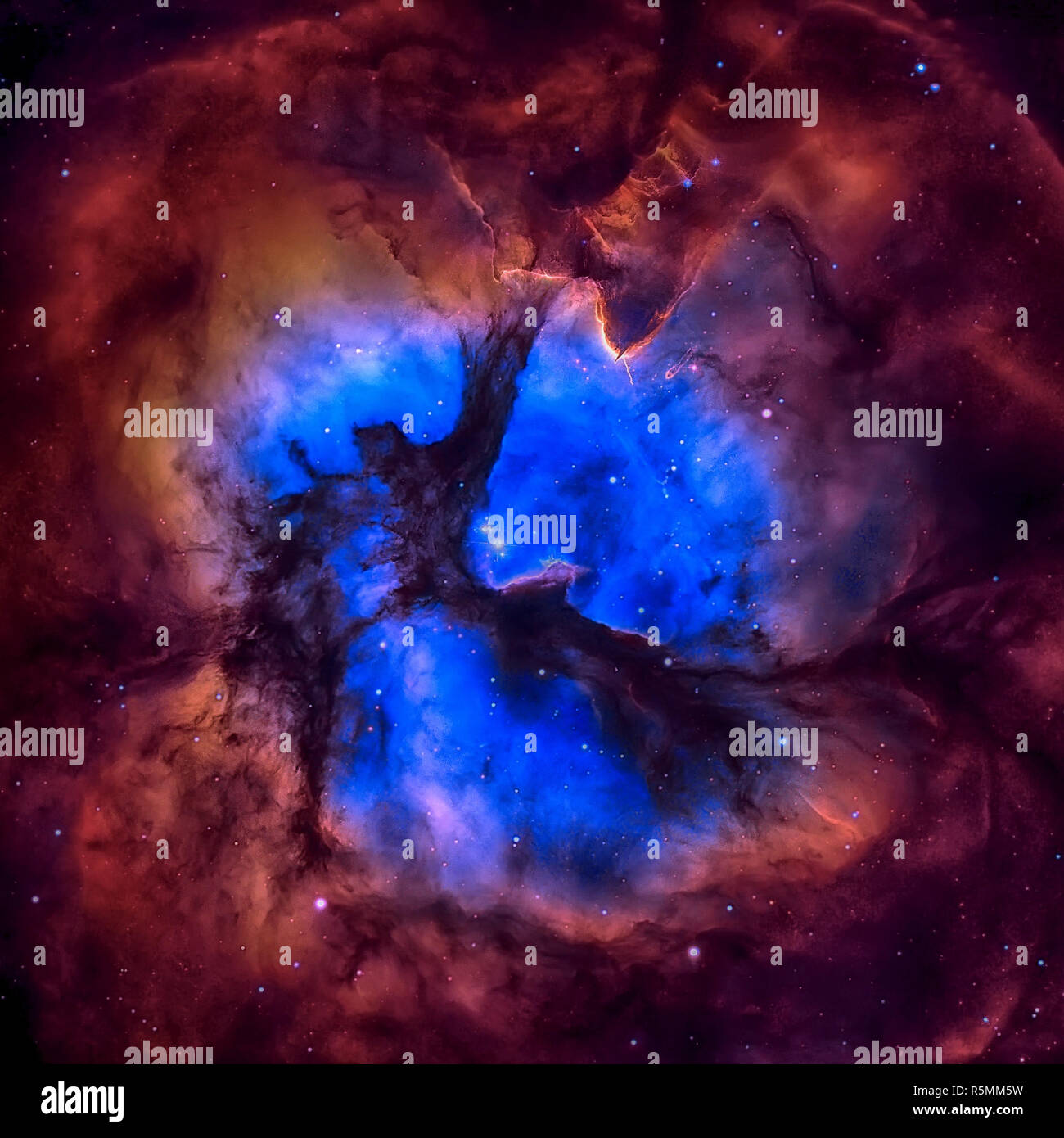 La Trifid Nebula è un H II regione situata in Sagittario. Foto Stock