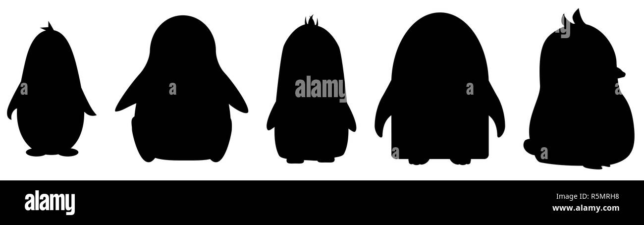 Abstract simpatico cartoon arrabbiato pinguin isolata su uno sfondo blu. Funny penguin immagine. Foto Stock