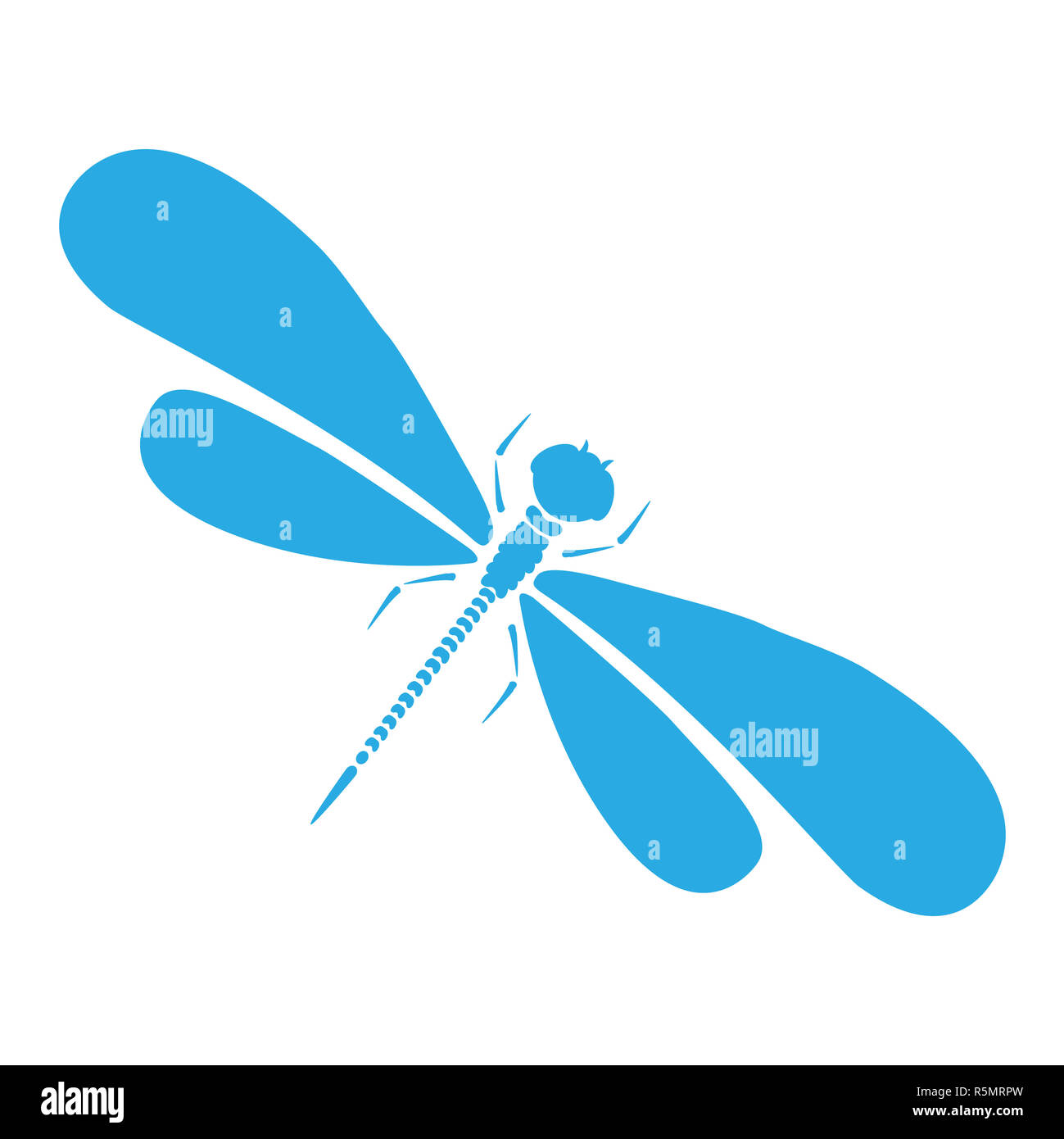 Vector dragon-fly silhouette. Cartoon illustrazione grafica di damselfly isolato di bianco e nero con le ali. Schizzo libellula insetto Foto Stock