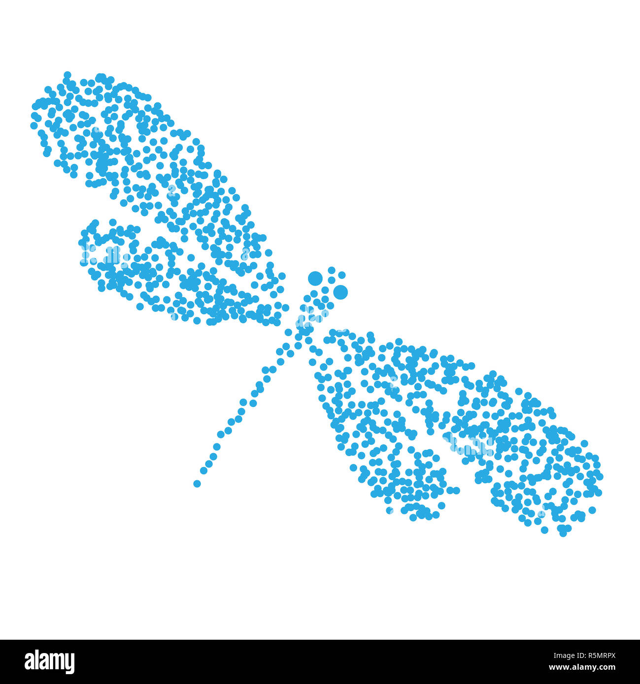 Vector dragon-fly silhouette. Cartoon illustrazione grafica di damselfly isolato di bianco e nero con le ali. Schizzo libellula insetto Foto Stock