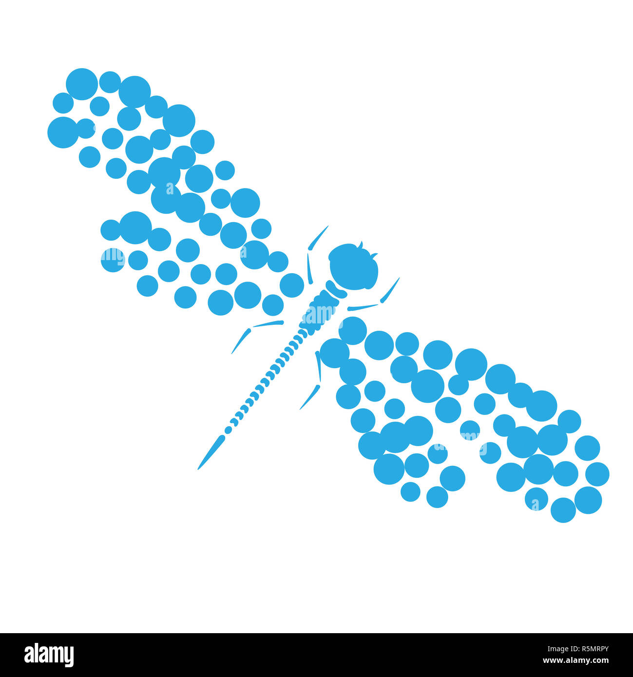 Vector dragon-fly silhouette. Cartoon illustrazione grafica di damselfly isolato di bianco e nero con le ali. Schizzo libellula insetto Foto Stock