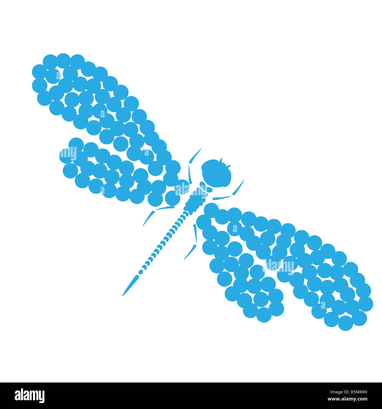 Vector dragon-fly silhouette. Cartoon illustrazione grafica di damselfly isolato di bianco e nero con le ali. Schizzo libellula insetto Foto Stock