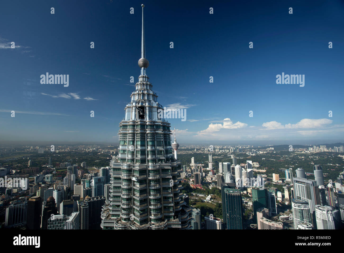 Viste delle Torri Petronas di Kuala Lumpur, Malesia Foto Stock