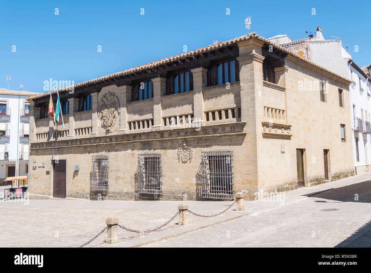 Vecchio macellai Populo square, tribunali effettivamente, Baeza, Jaen, Spagna Foto Stock