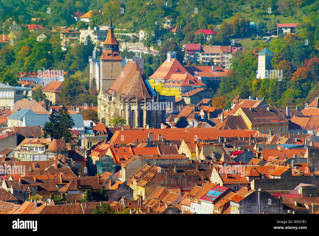 Brasov Città Vecchia skyline. La Romania Foto Stock