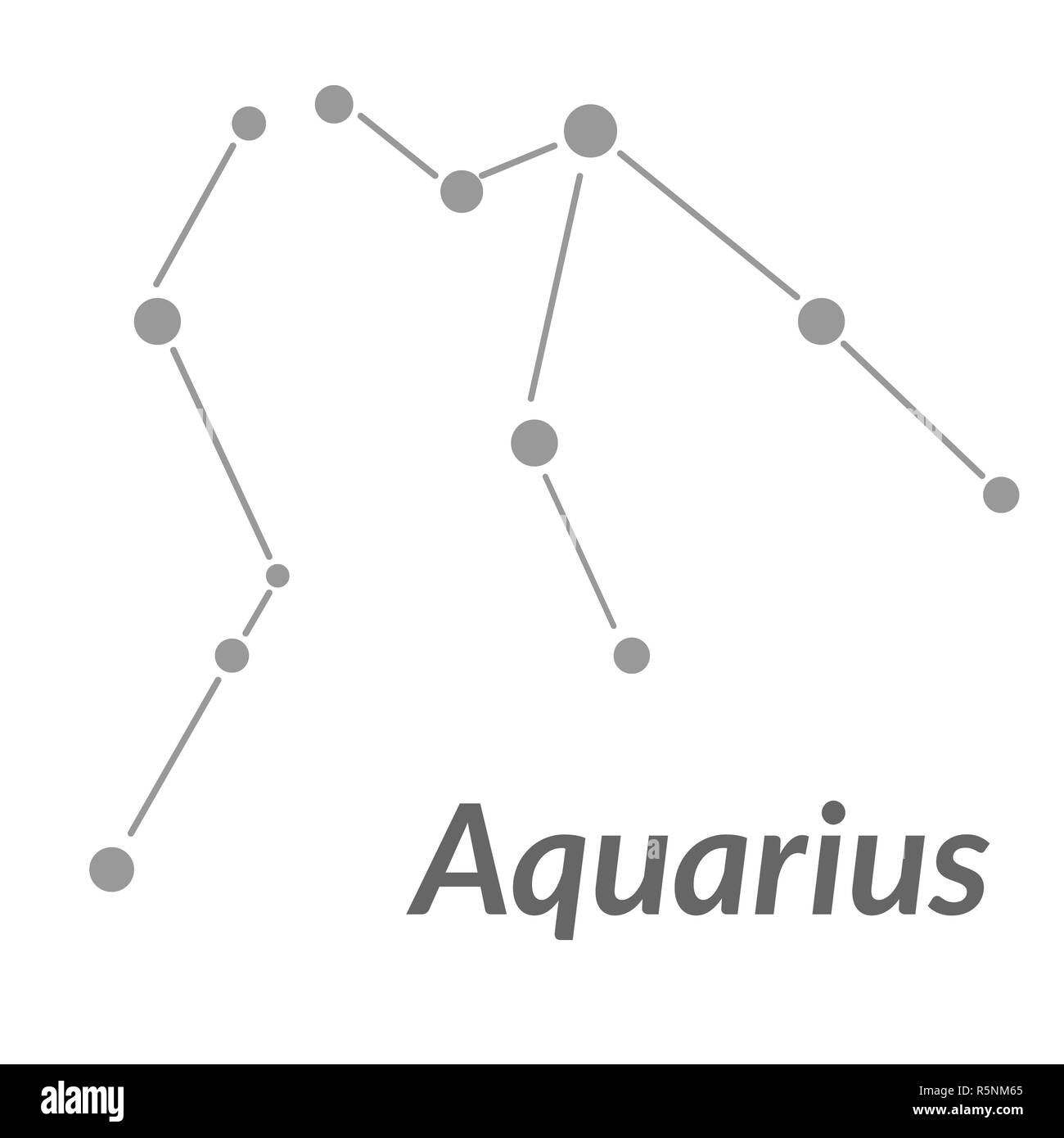 Il Water-Bearer aquarius cantare. Star constellation elemento vettore. Età di Aquarius costellazione di simboli dello zodiaco su sfondo chiaro. Foto Stock