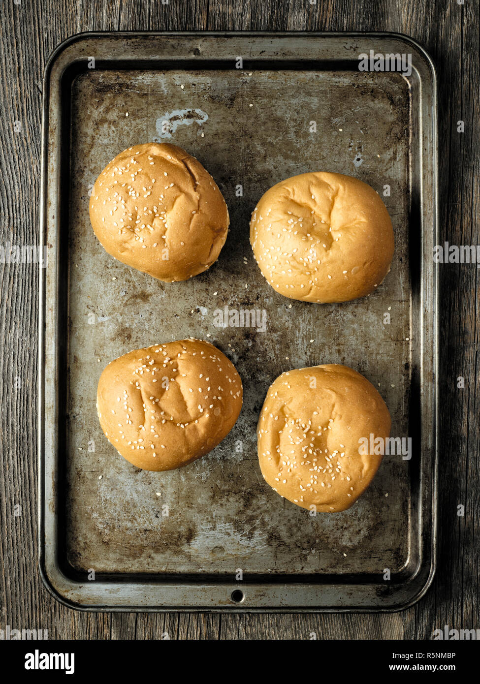 Rustico hamburger bun Foto Stock