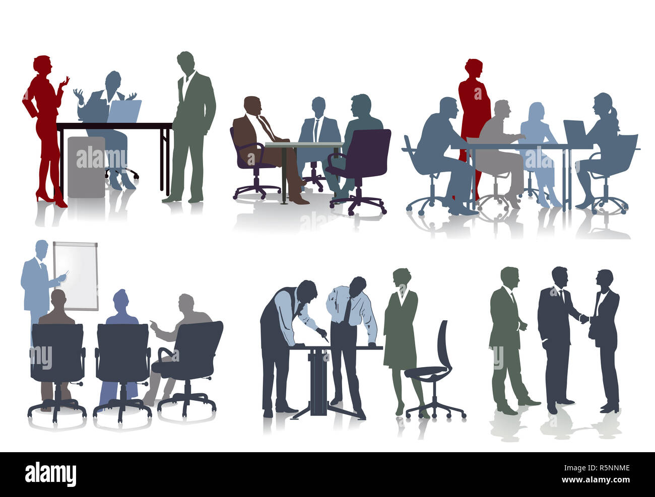 I colleghi di lavoro e i dipendenti in ufficio workplace, illustrazione Foto Stock