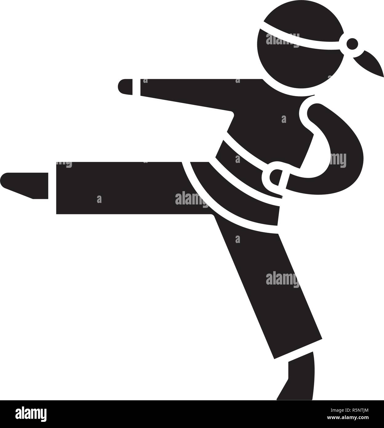 Il Karate icona nera, segno del vettore su sfondo isolato. Concetto di Karate simbolo, illustrazione Illustrazione Vettoriale