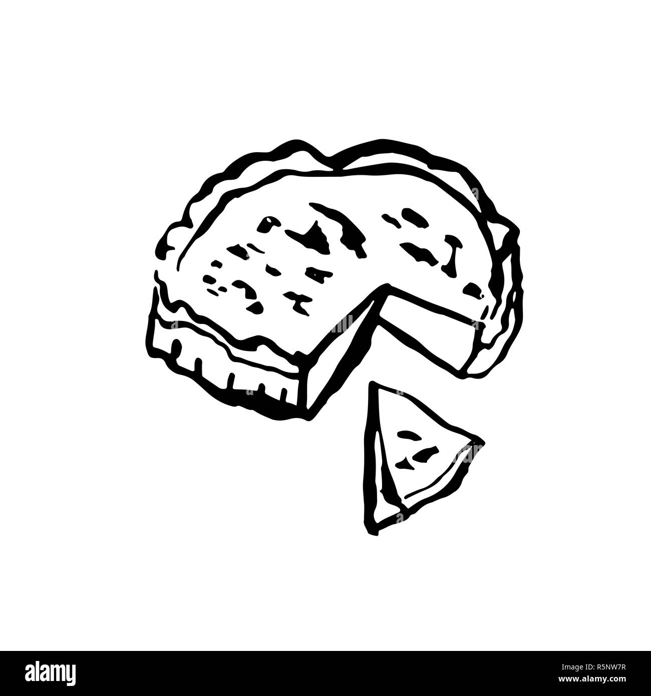 Cheesecake icona. Torta dolce torta spazzola grunge illustrazione vettoriale. Illustrazione Vettoriale