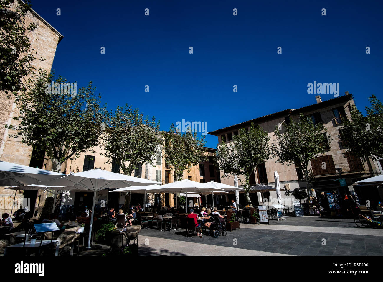 Mercato in Port de Pollenca, Mallorca Foto Stock