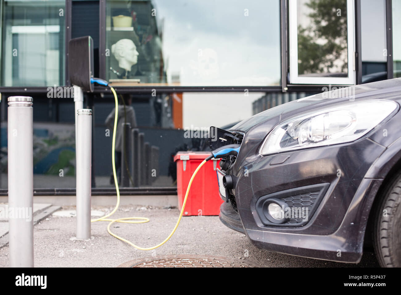 Auto elettrica stazione di ricarica in Oslo Foto Stock