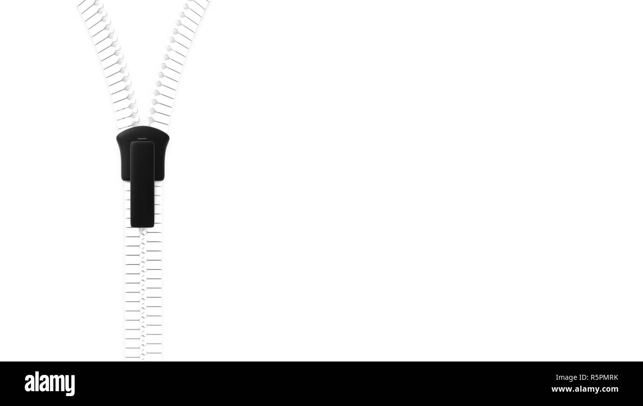 Aprire cerniera lampo, zip, fibbia con fondo trasparente Foto Stock