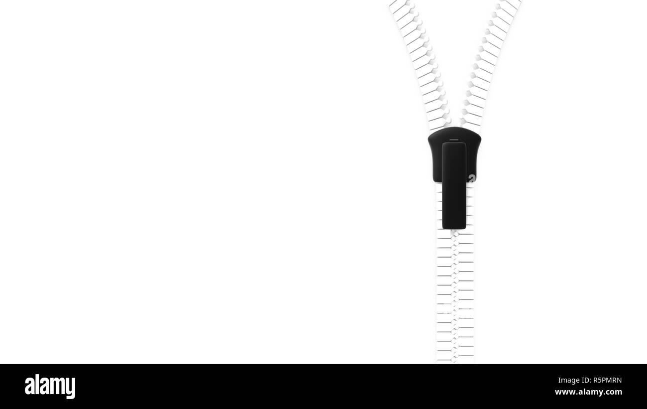 Aprire cerniera lampo, zip, fibbia con fondo trasparente Foto Stock