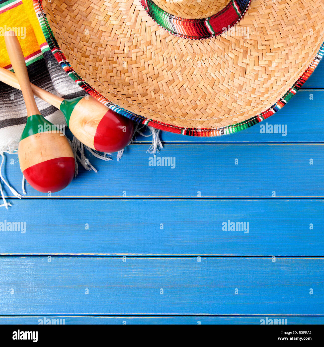 Messico sombrero cinco de Mayo Sfondo legno Foto Stock