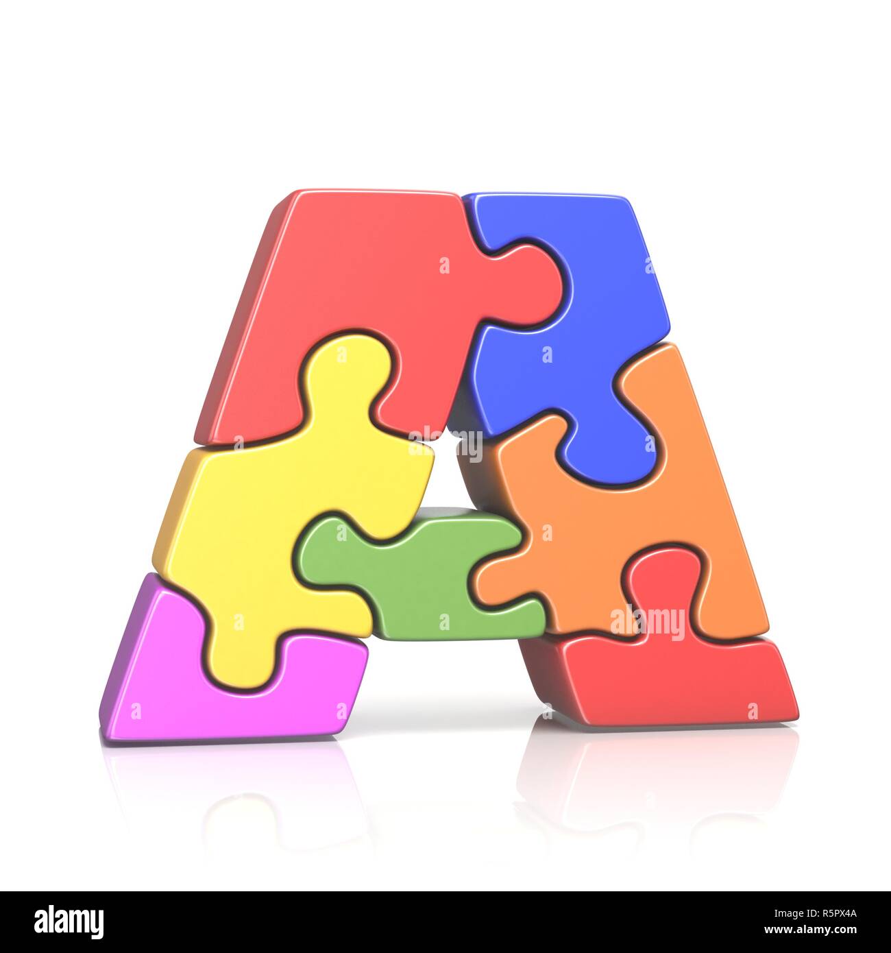 Puzzle jigsaw lettera A 3D Foto Stock