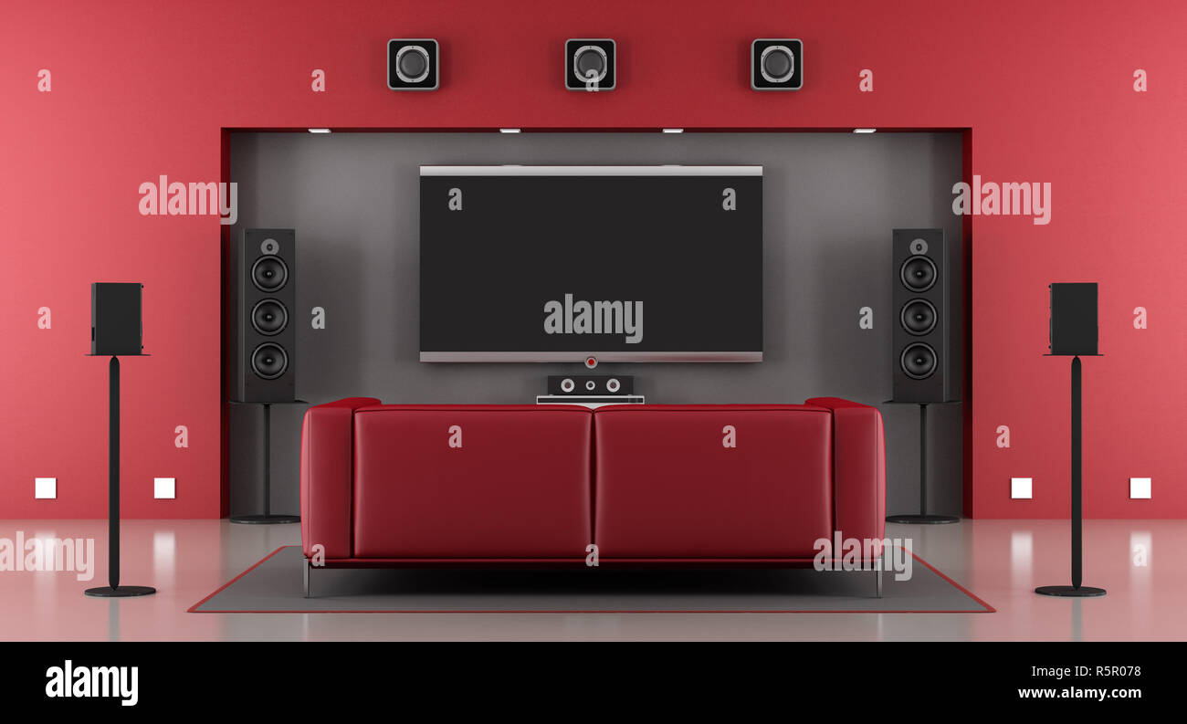 Rosso e grigio home cinema Foto Stock