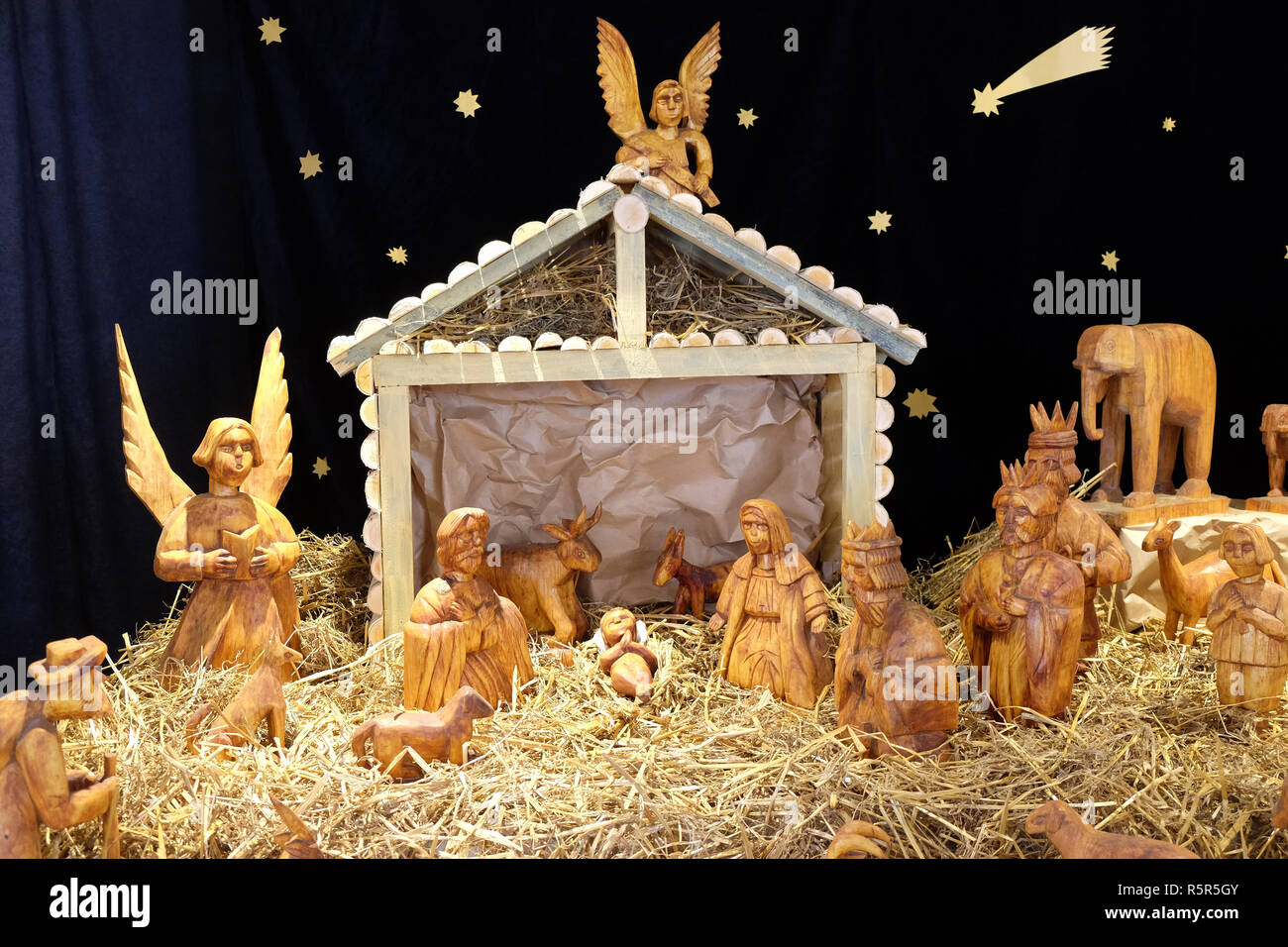 Presepe mostra di presepi in Galleria Klovicevi dvori di Zagabria, Croazia Foto Stock