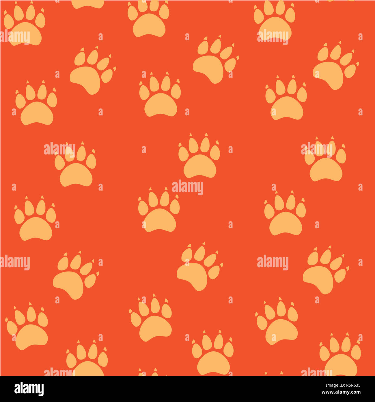 Gatto o cane paw seamless pattern - vettore footprint animale texture. Illustrazione Vettoriale. Foto Stock
