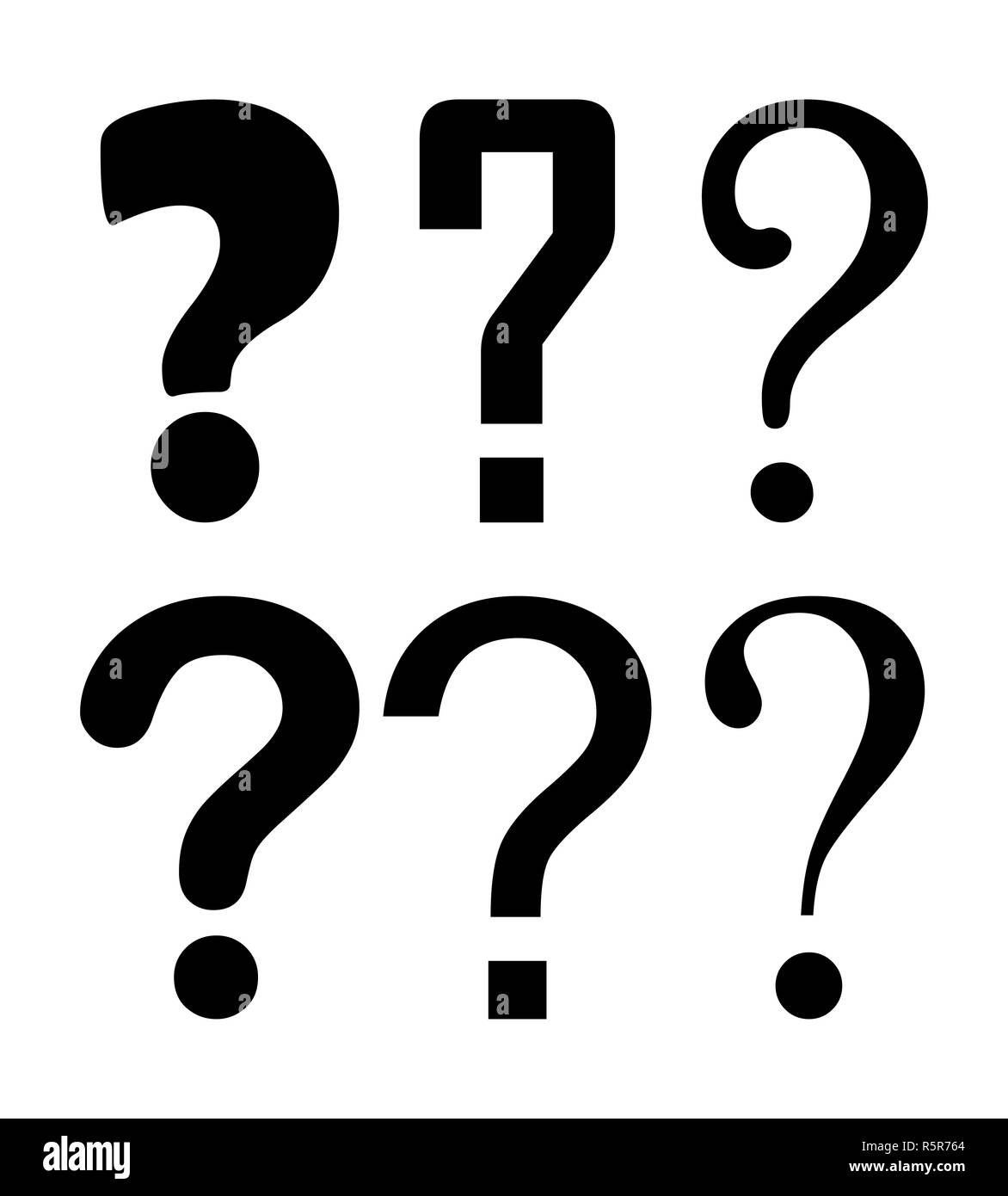 Punto interrogativo silhouette vettore icona simbolo di design. Foto Stock