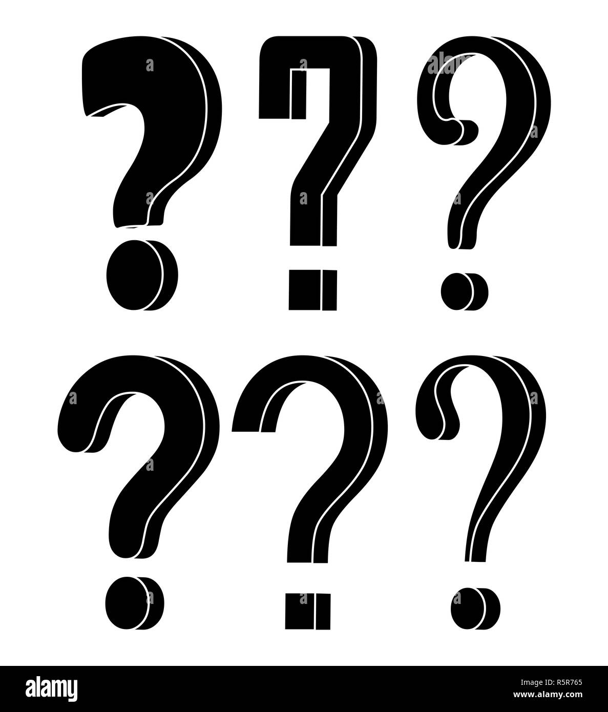 Punto interrogativo silhouette vettore icona simbolo di design. Foto Stock