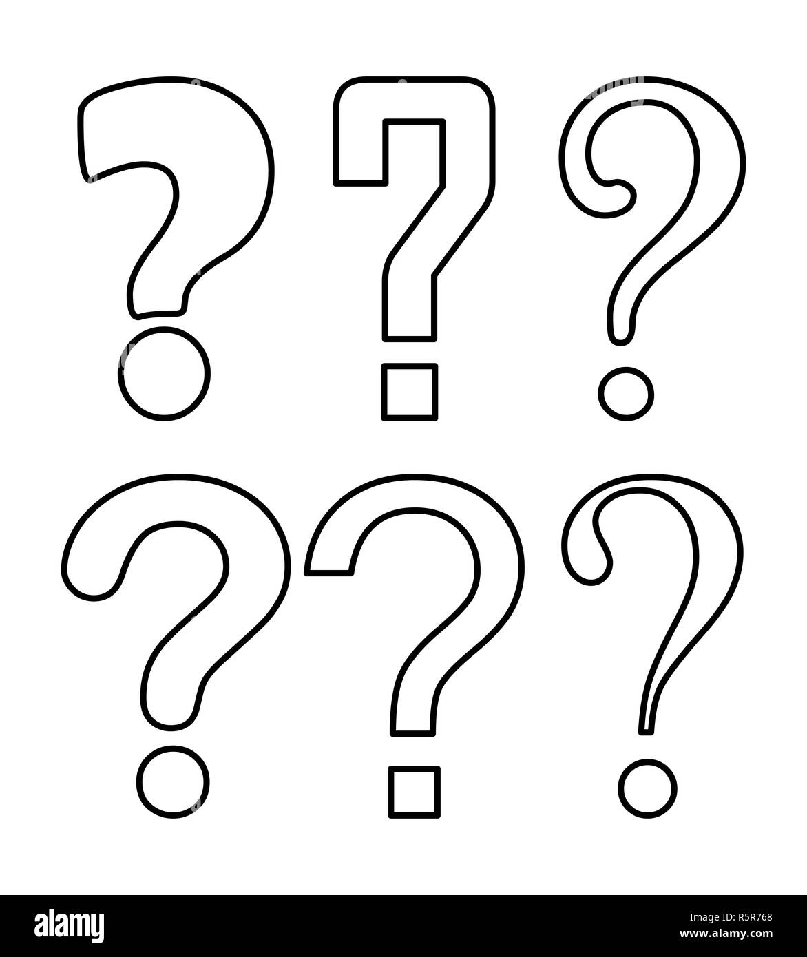 Punto interrogativo silhouette vettore icona simbolo di design. Foto Stock