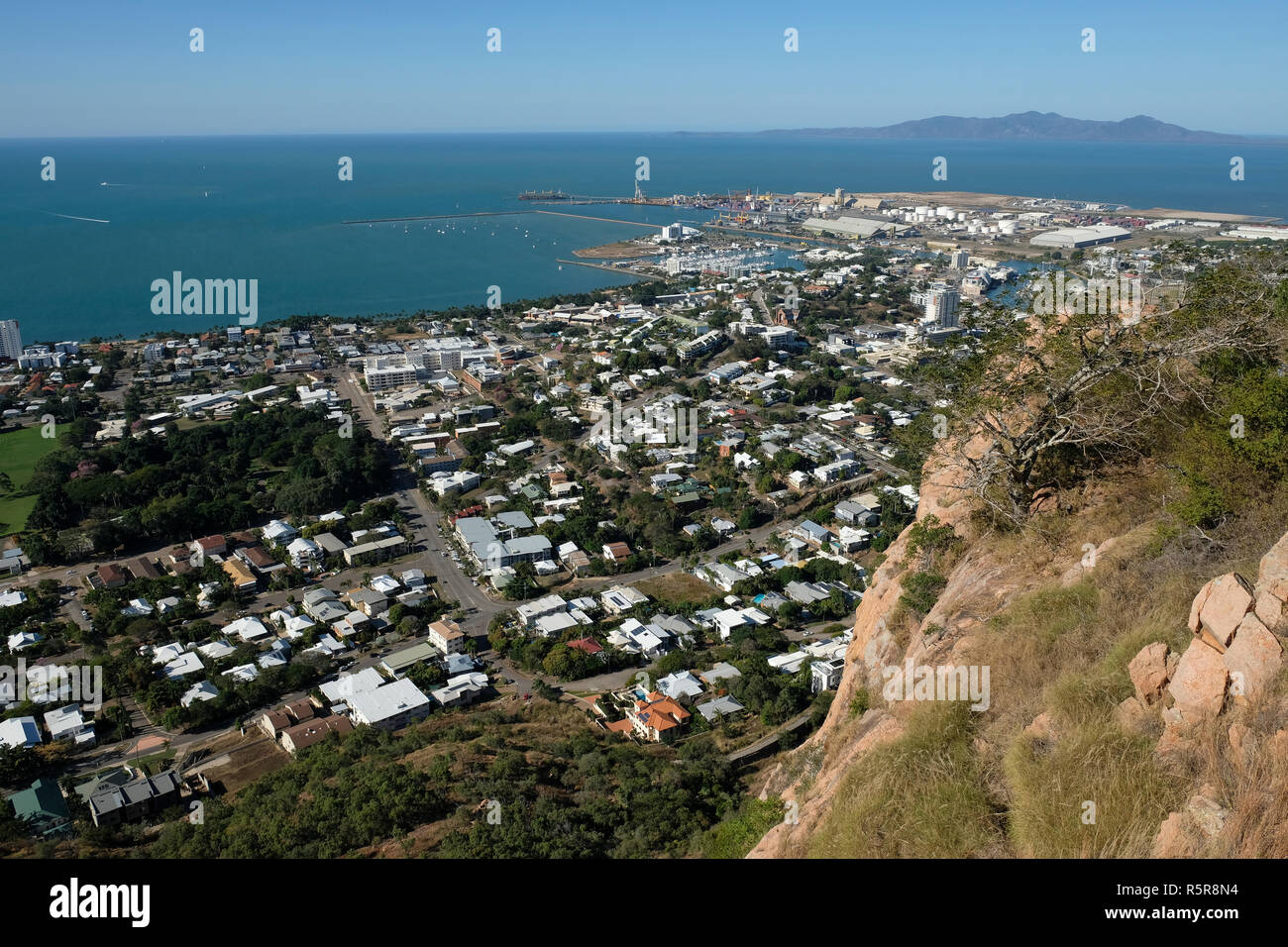 Viste di Townsville da Castle Hill Foto Stock