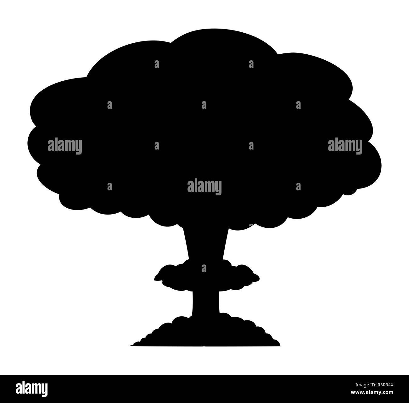 Mushroom cloud, esplosione nucleare silhouette, vettore icona simbolo di design. Foto Stock