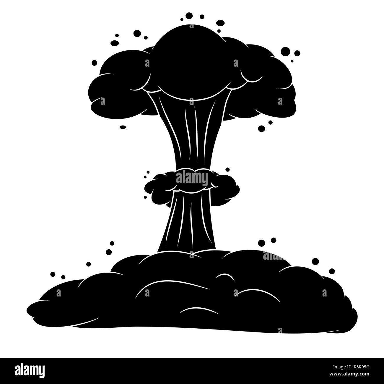 Mushroom cloud, esplosione nucleare silhouette, vettore icona simbolo di design. Foto Stock