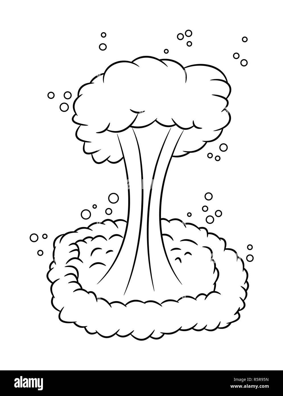 Mushroom cloud, esplosione nucleare silhouette, vettore icona simbolo di design. Foto Stock