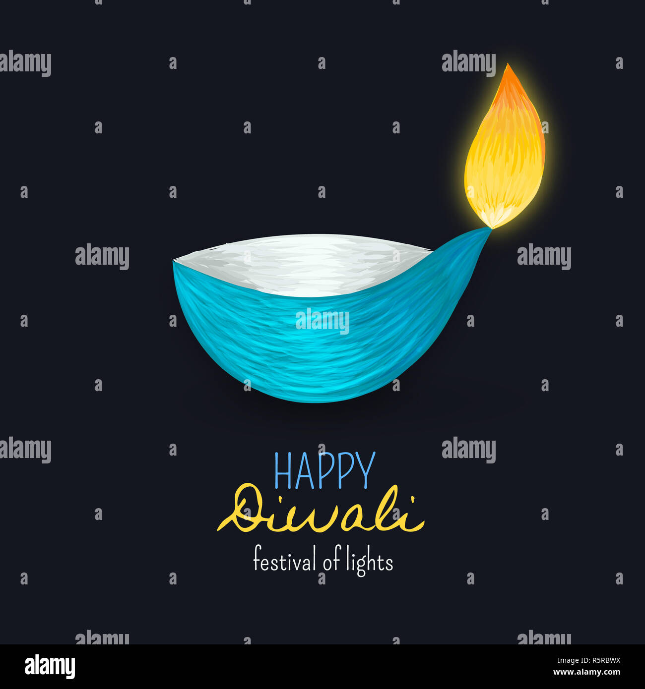 Felice Diwali. Indian diya. Festa delle luci e degli incendi. Dipawali celebrazione. Sfondo di festa Foto Stock