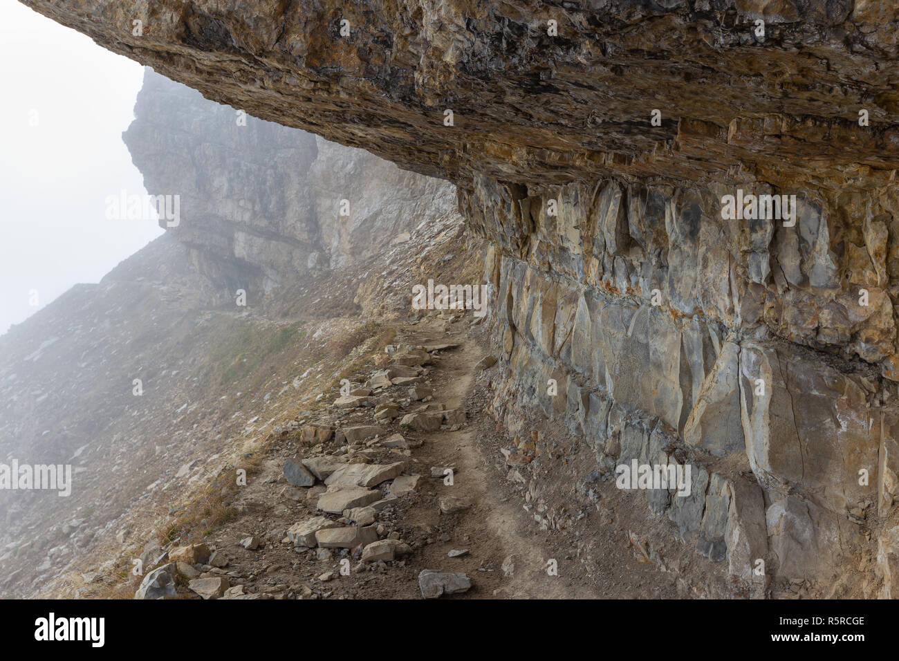 Percorso roccioso. Lagazuoi montagna. Le Dolomiti. Foto Stock