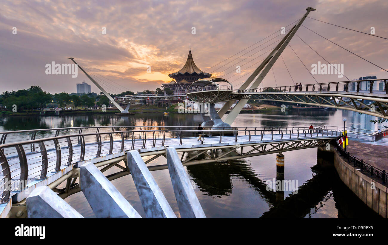 Più lungo ponte pedonale Darul Hana mai costruire nel sud-est asiatico si trova a Kuching Sarawak Foto Stock