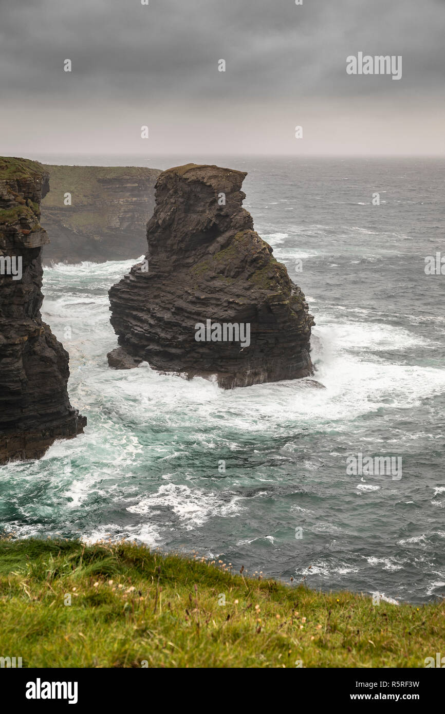 Vedute costiere vicino a Kilkee, Irlanda, Europa. Foto Stock