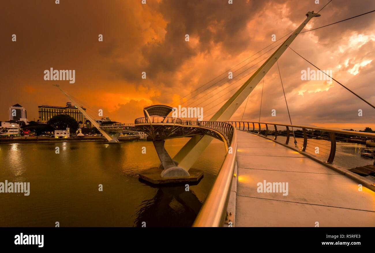 Più lungo ponte pedonale Darul Hana mai costruire nel sud-est asiatico si trova a Kuching Sarawak Foto Stock