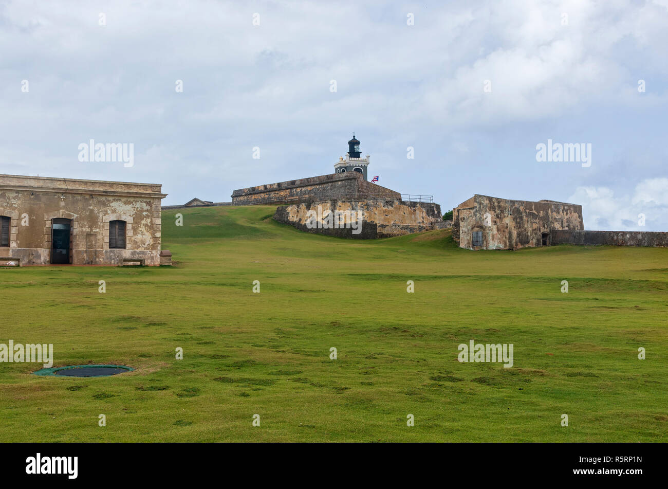 Motivi e strutture di fortezza del centro storico di el Morro nella vecchia San Juan Portorico Foto Stock