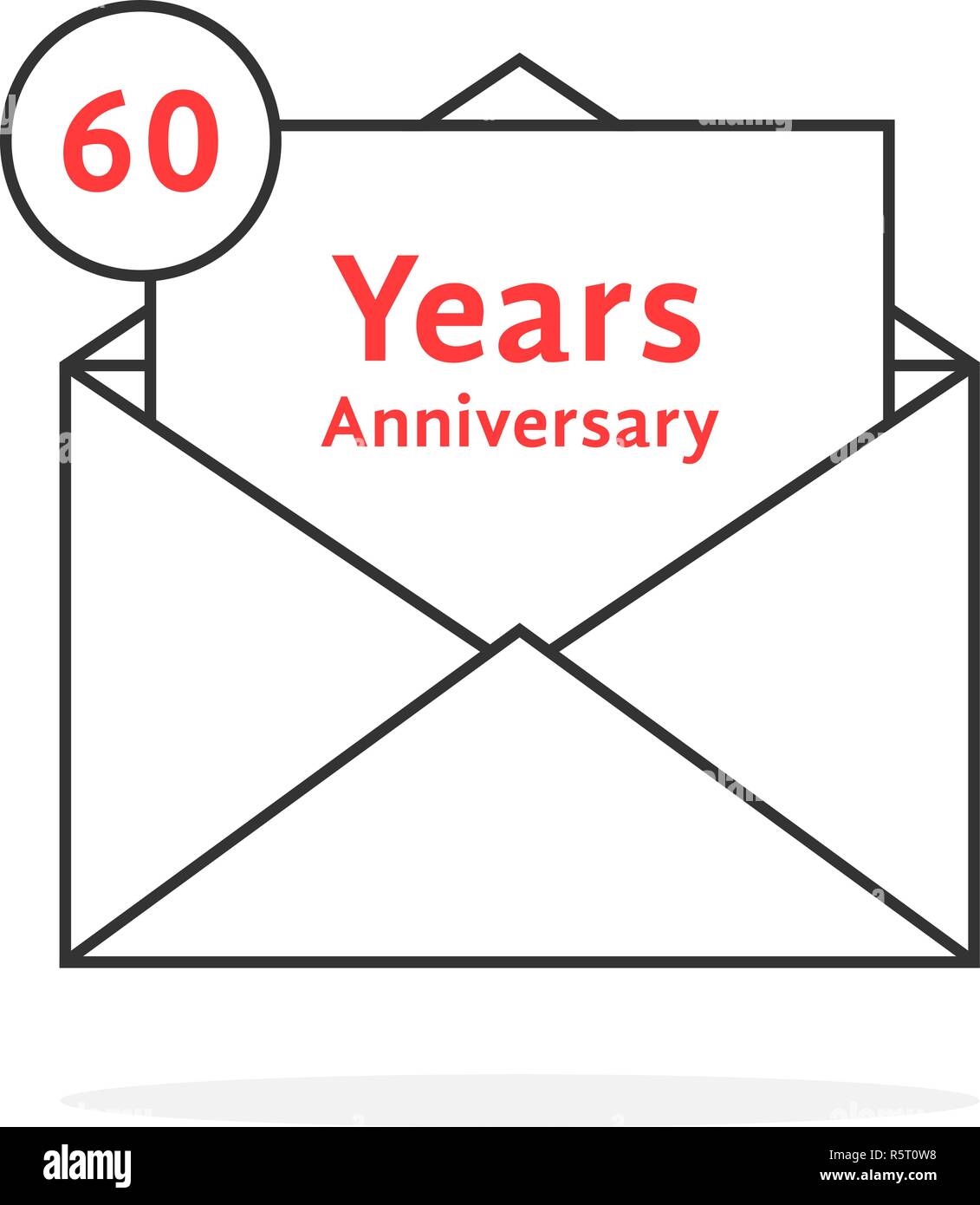 Linea sottile 60 anni di anniversario logo come lettera aperta Illustrazione Vettoriale