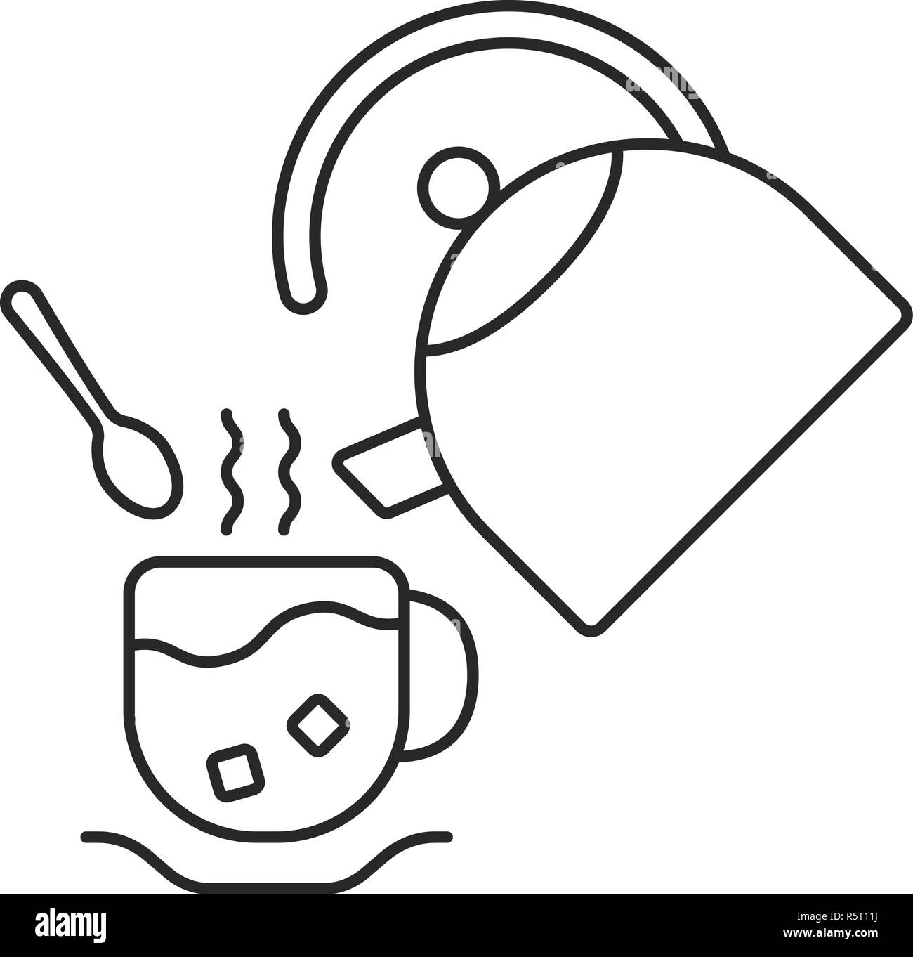 Linea sottile tazza e teiera Illustrazione Vettoriale