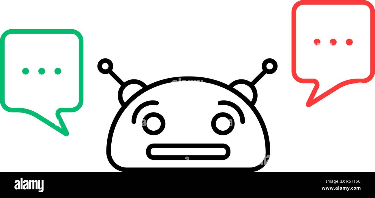 Linea sottile chatbot con chatter box Illustrazione Vettoriale
