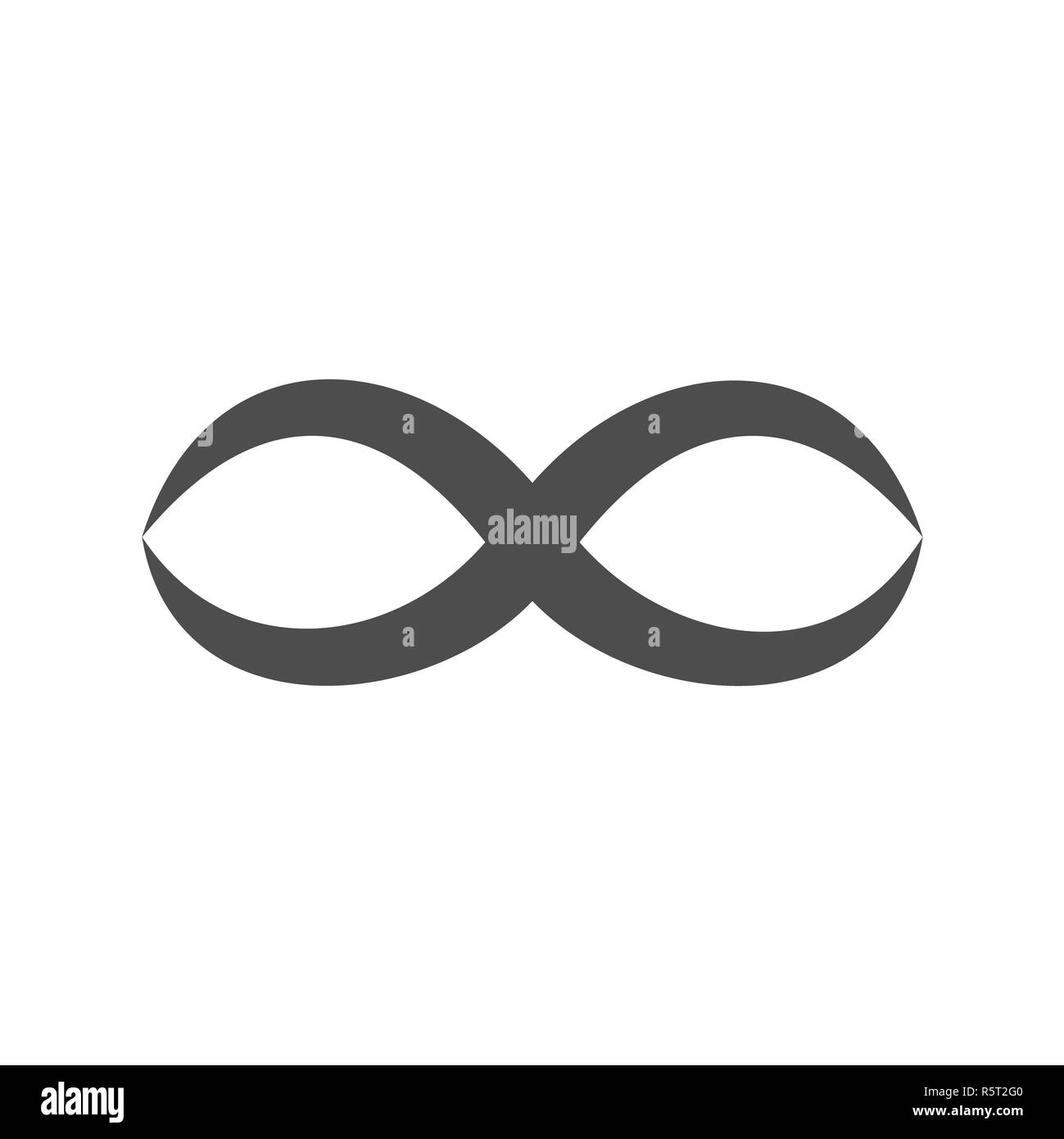 Simbolo di infinito loop. La figura 8 icona, l'eternità segno del logo in un design originale per sempre l'eternità knot, numero 8 invertito in stile appartamento. Foto Stock