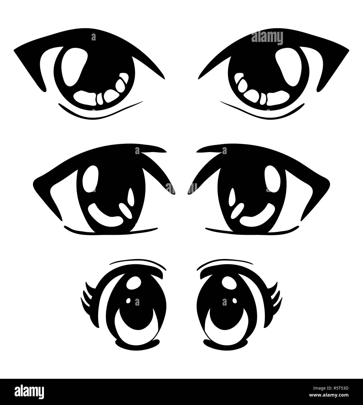 Manga occhi vettore icona simbolo di design. Bella illustrazione isolati su sfondo bianco Foto Stock