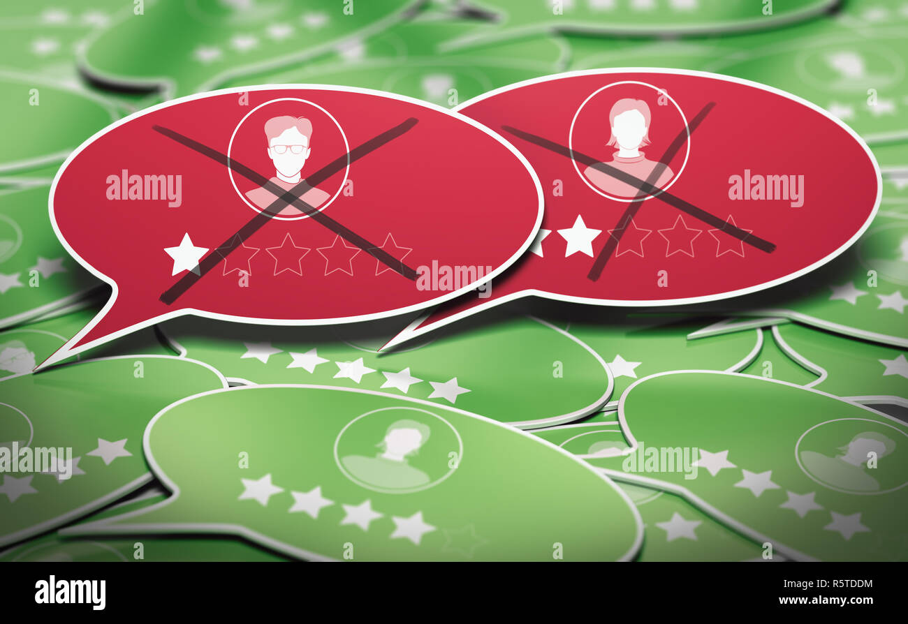 Online Reputation Management Service, ORM. Rimozione negativo o Fake Business Review. Foto Stock