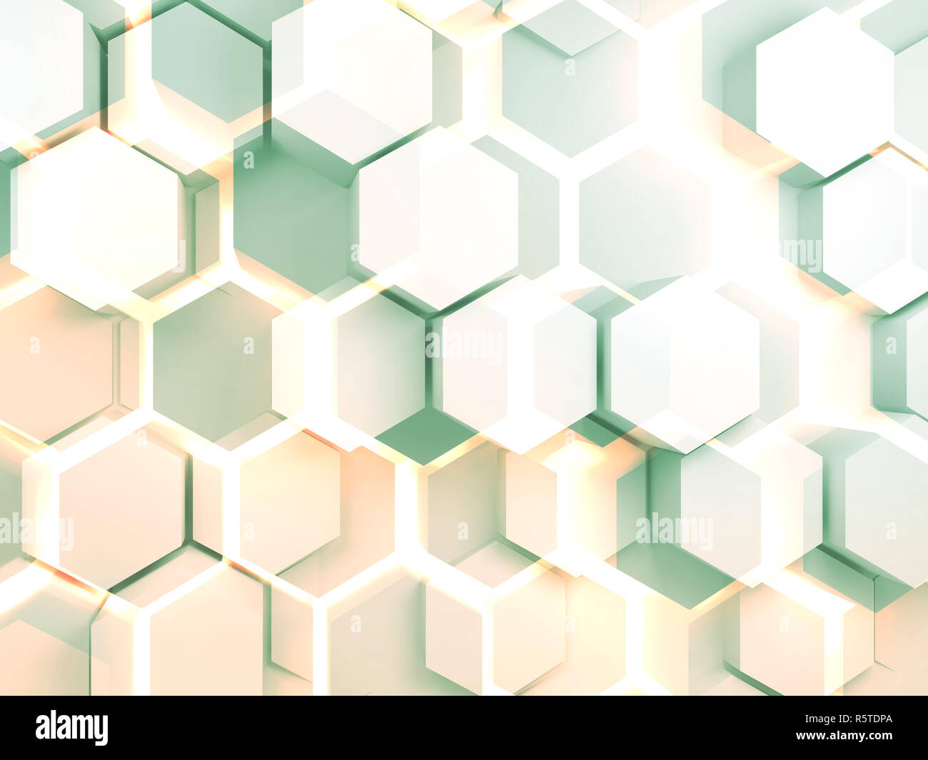 Abstract colorato sfondo digitale con configurazione esagonale, multi effetto di esposizione, 3d illustrazione Foto Stock