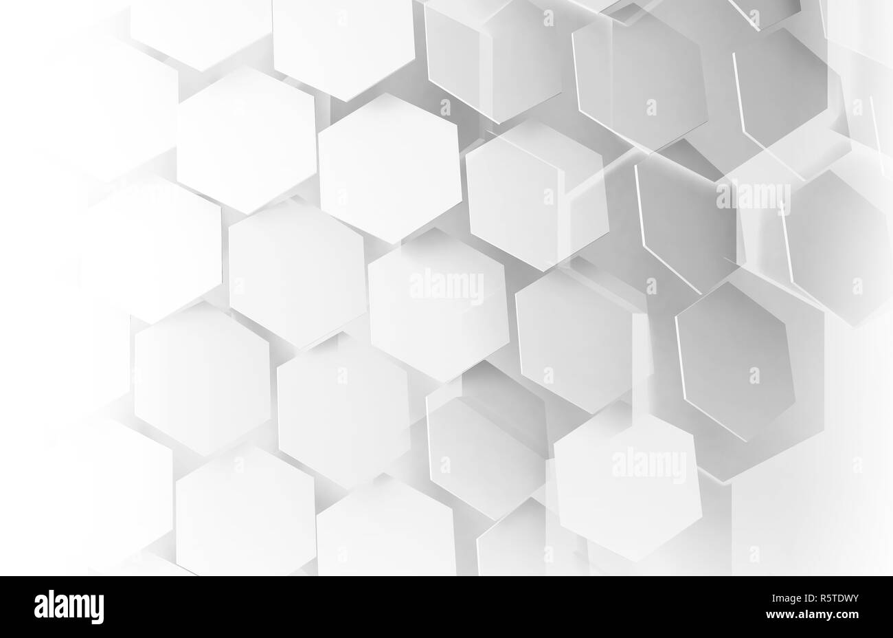 Abstract sfondo digitale, bianco disegno esagonale, 3D Rendering immagine Foto Stock