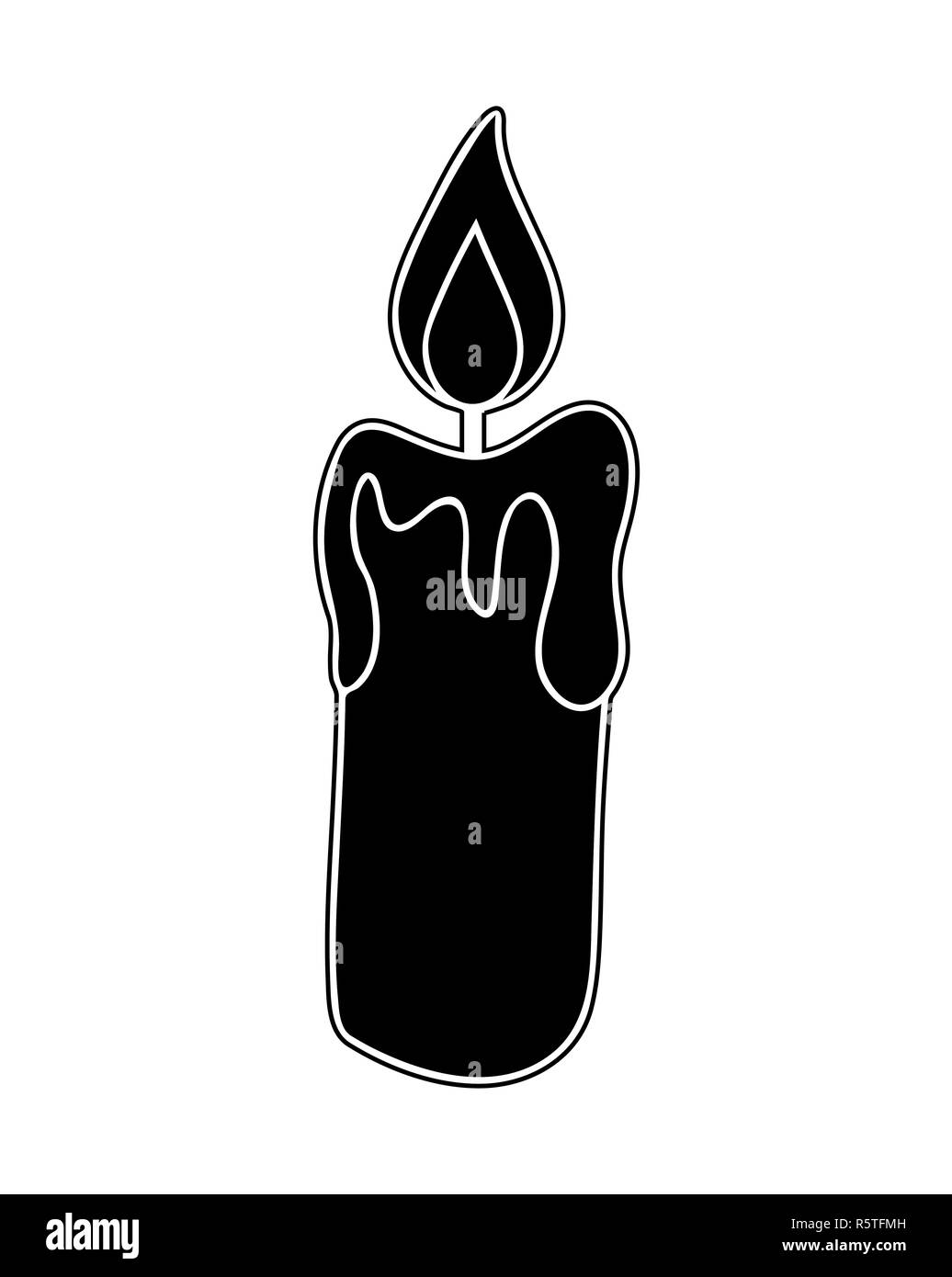 Christmas candle, masterizzazione icona di cera, simbolo, design silhouette. Inverno illustrazione vettoriale isolati su sfondo bianco. Foto Stock