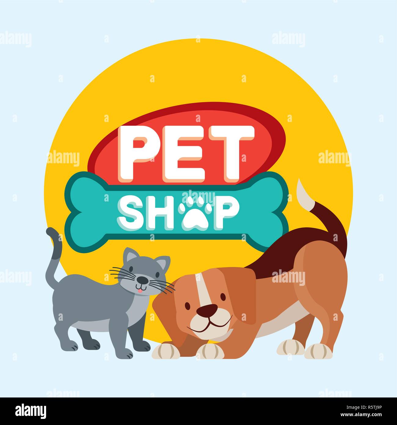 Beagle del cane e del gatto pet shop illustrazione vettoriale Illustrazione Vettoriale